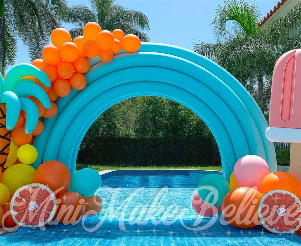 Kate Summer Pool Balloon Arch Backdrop Designed by Mini MakeBelieve