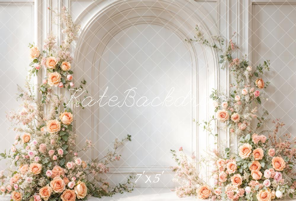 Kate Spring Wedding Flowers White Arch Wall Backdrop Designed by Emetselch