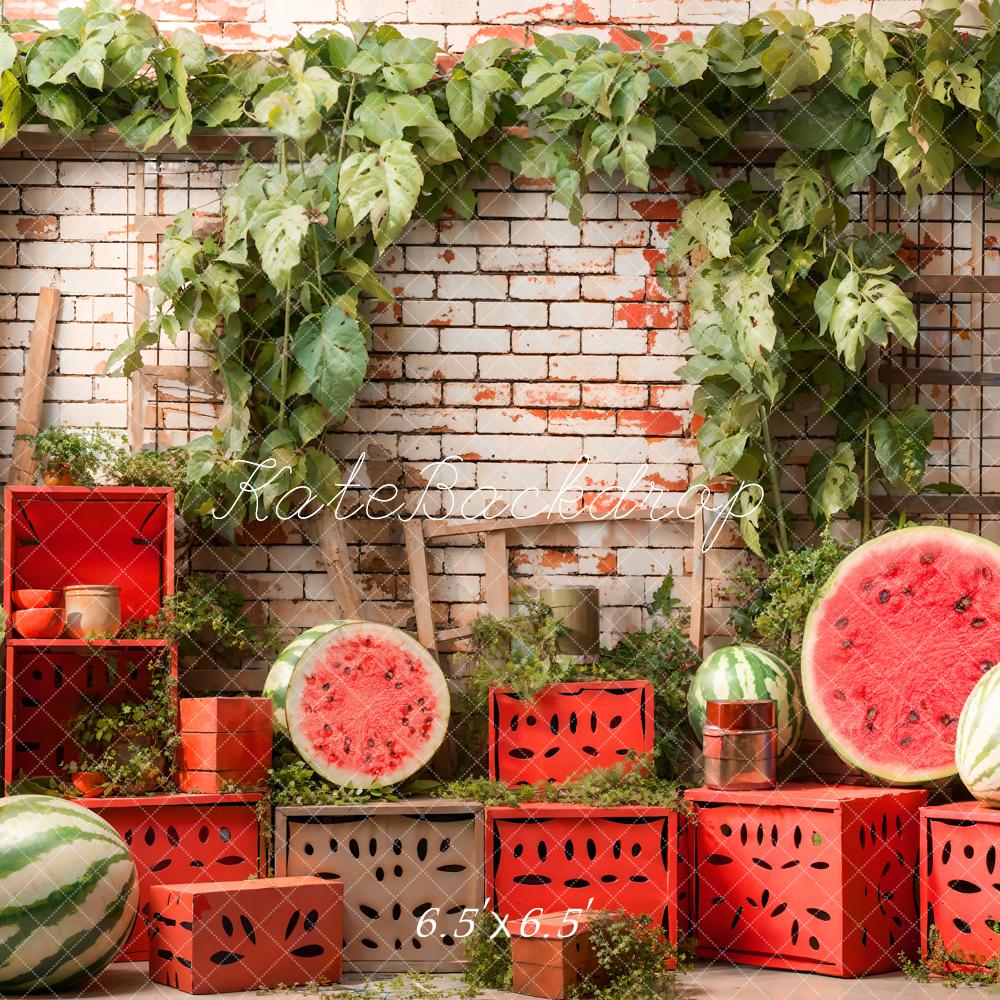 Kate Summer Brick Wall Watermelon Backdrop Designed by Emetselch