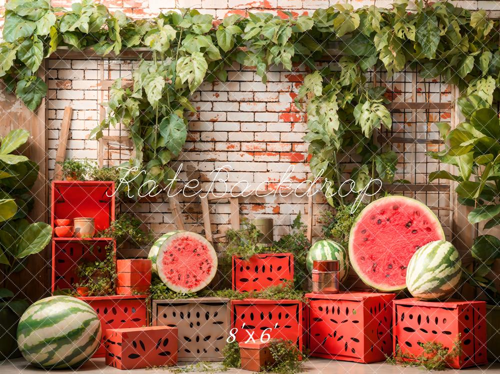 Kate Summer Brick Wall Watermelon Backdrop Designed by Emetselch