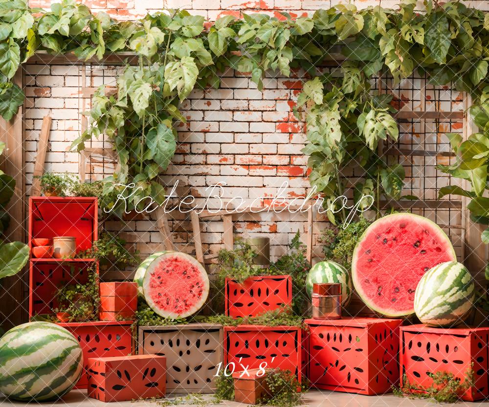 Kate Summer Brick Wall Watermelon Backdrop Designed by Emetselch