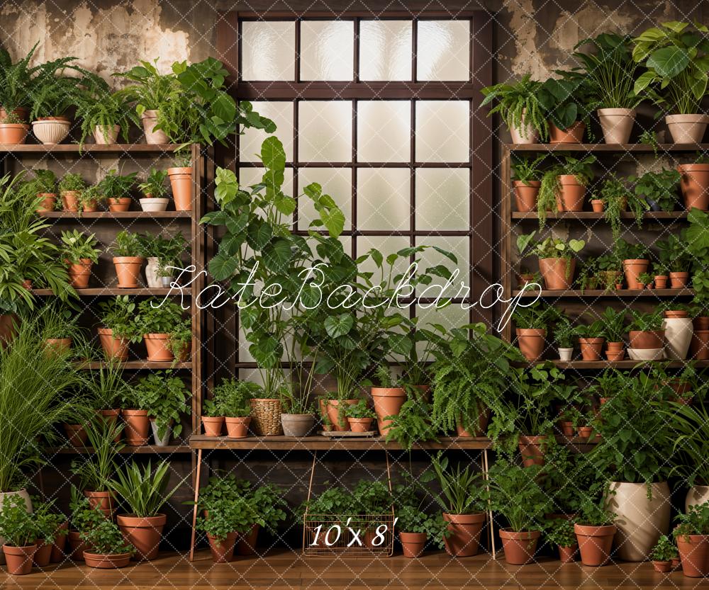 Kate Spring Green Plants Window Backdrop Designed by Emetselch