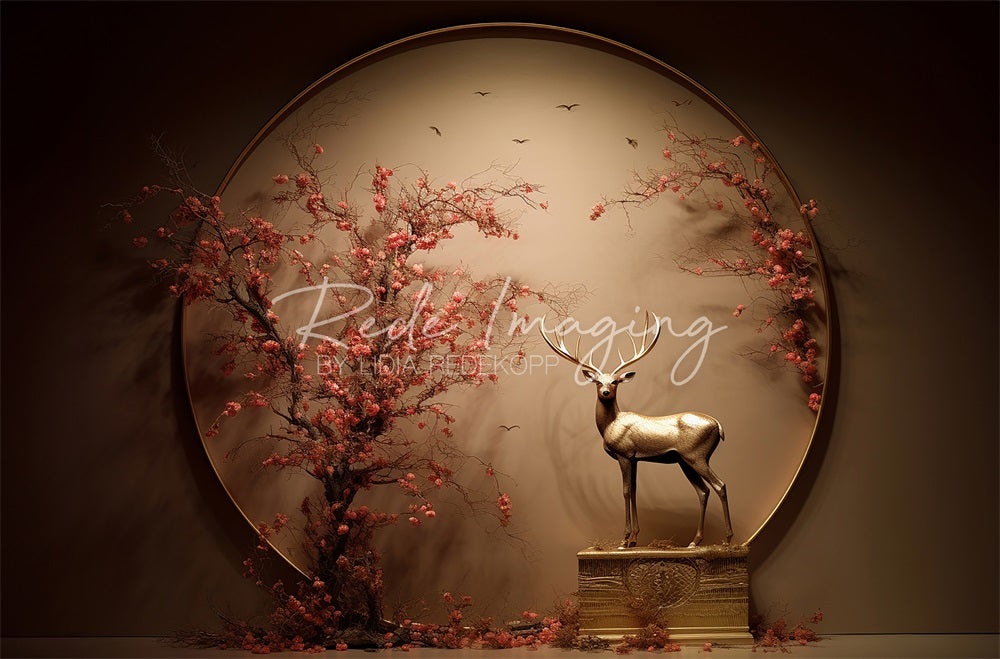 Kate Circle Blossom Deer Backdrop Designed by Lidia Redekopp