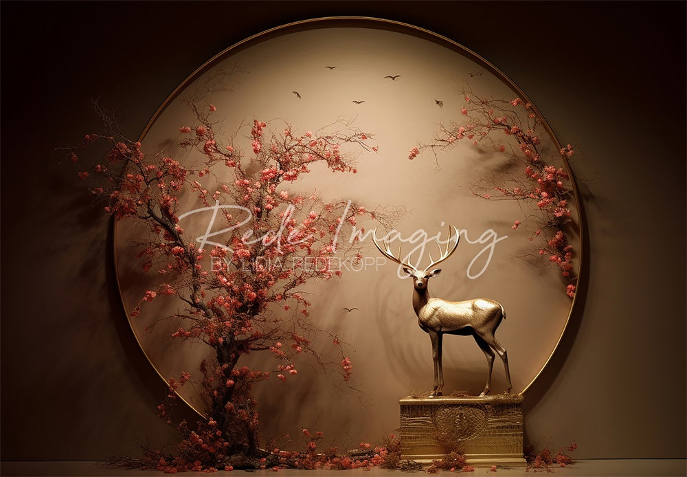 Kate Circle Blossom Deer Backdrop Designed by Lidia Redekopp