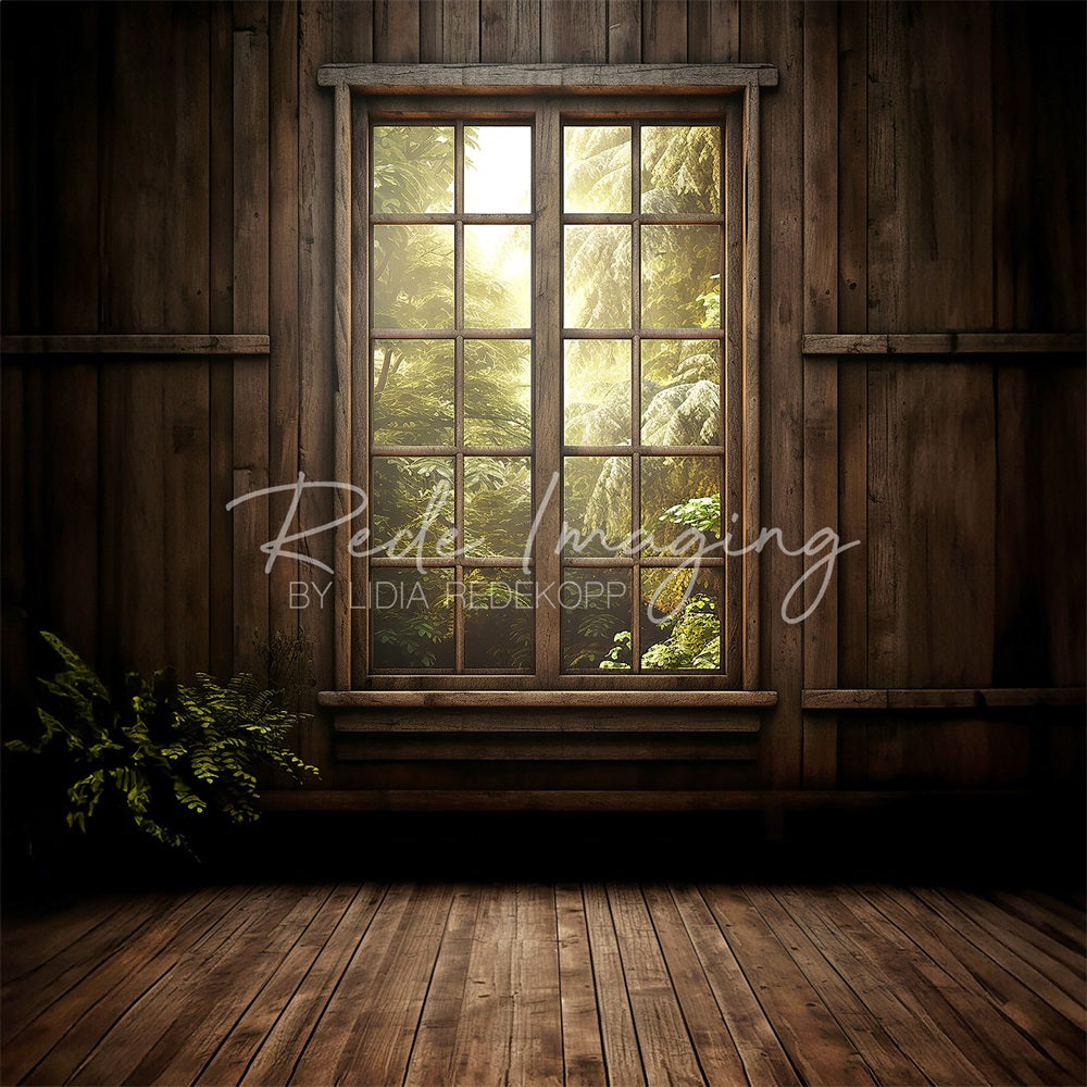 Kate Dark Wooden House Windows Backdrop Designed by Lidia Redekopp