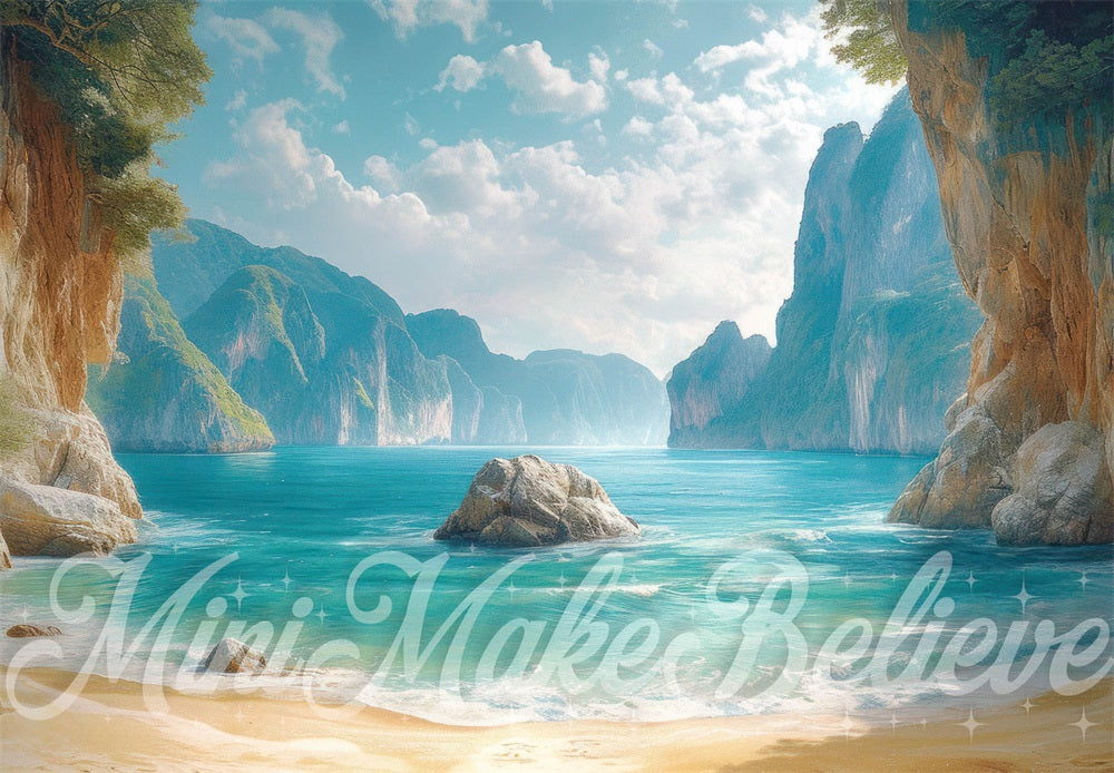 Kate Little Mermaid Beach Rock Ocean Backdrop Designed by Mini MakeBelieve