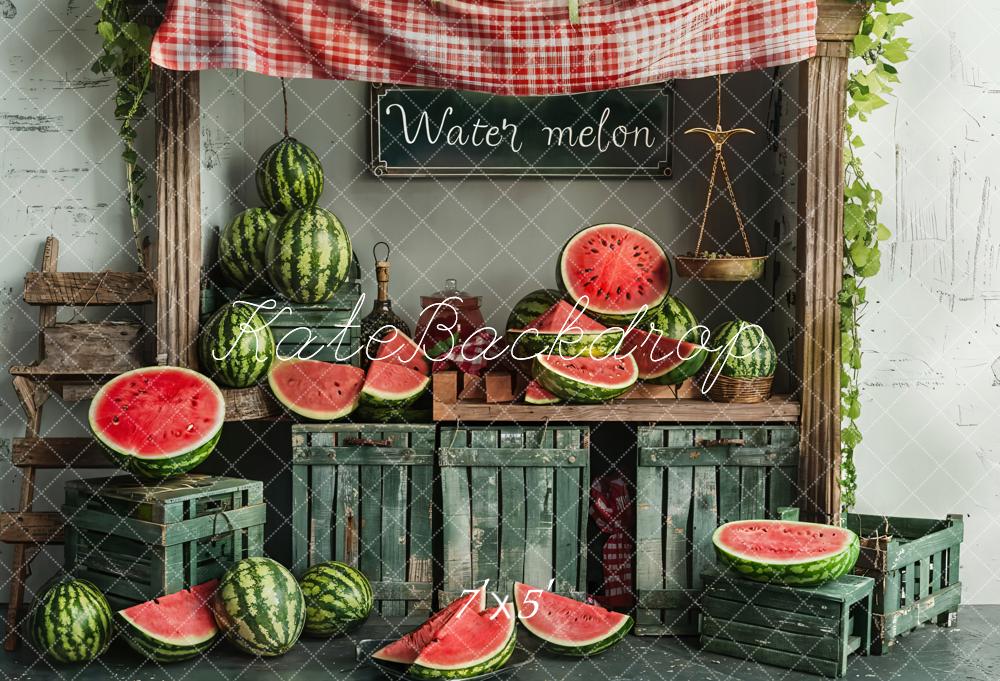 Kate Summer Wooden Watermelon Shop Backdrop Designed by Emetselch