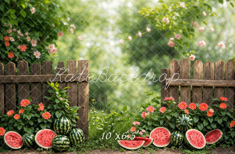 Lightning Deals-1 Kate Summer Watermelon Fence Backdrop Designed by Emetselch