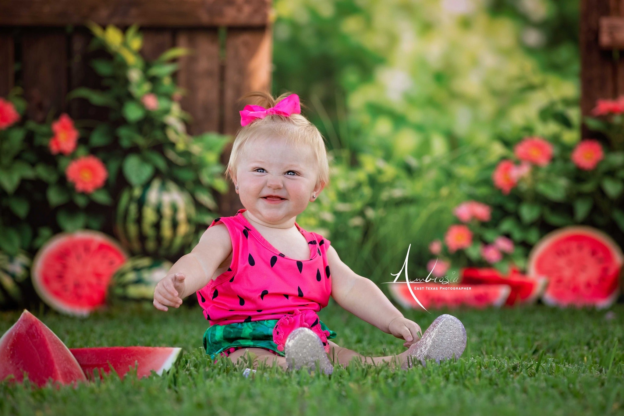 Lightning Deals-1 Kate Summer Watermelon Fence Backdrop Designed by Emetselch