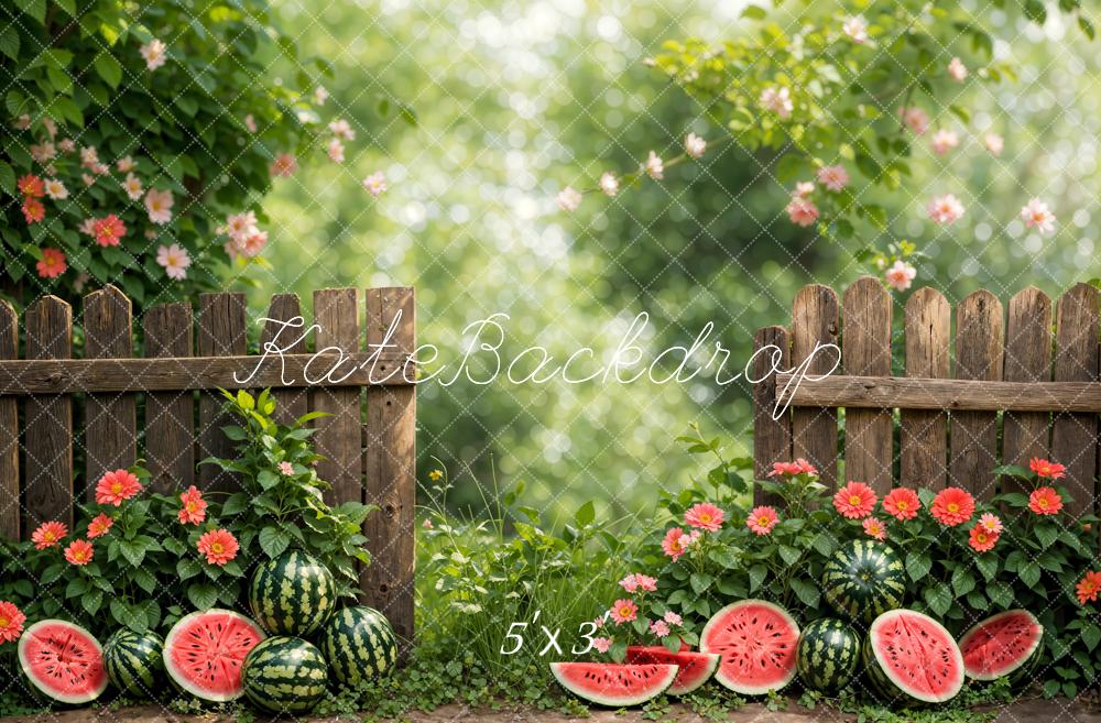 Lightning Deals-1 Kate Summer Watermelon Fence Backdrop Designed by Emetselch