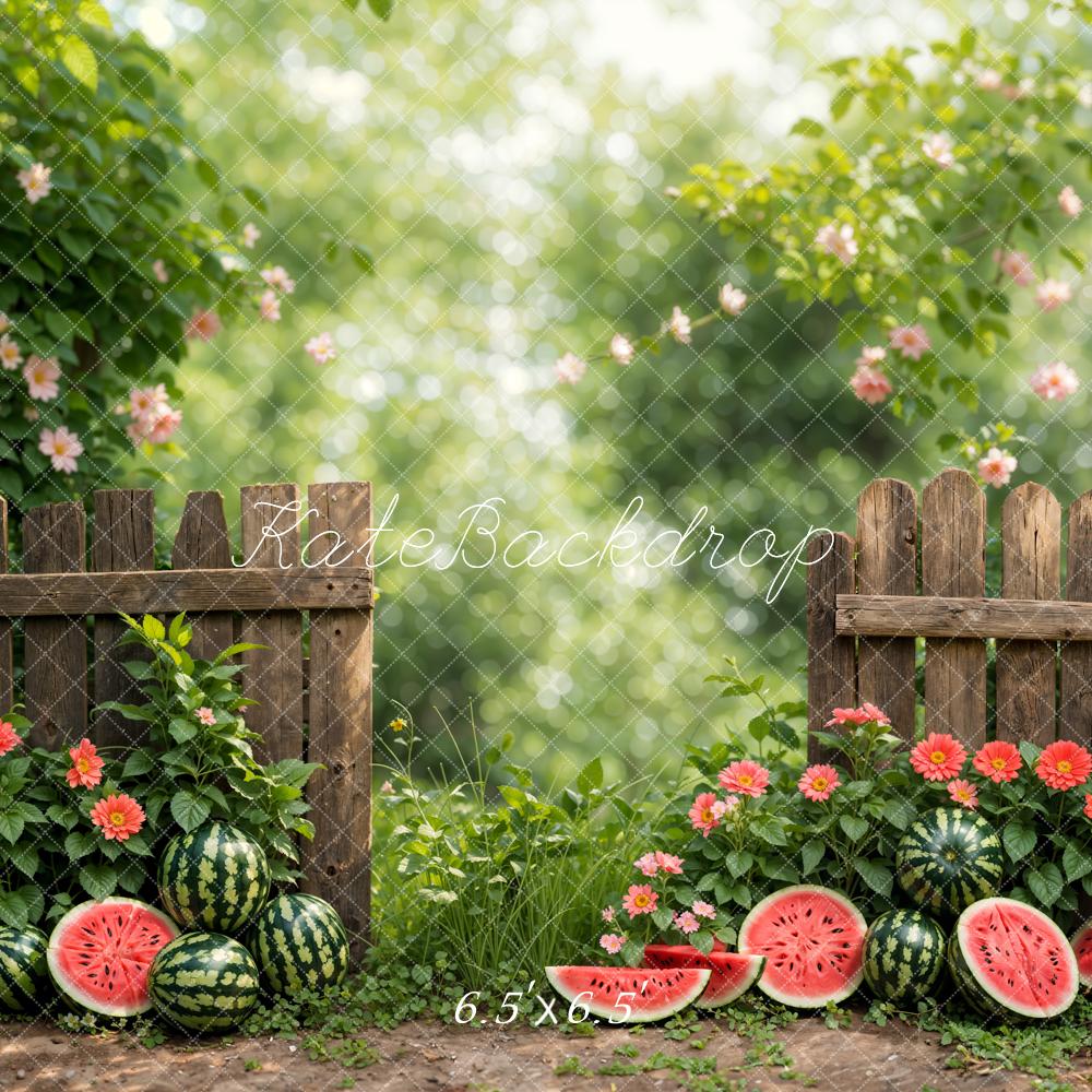 Lightning Deals-1 Kate Summer Watermelon Fence Backdrop Designed by Emetselch