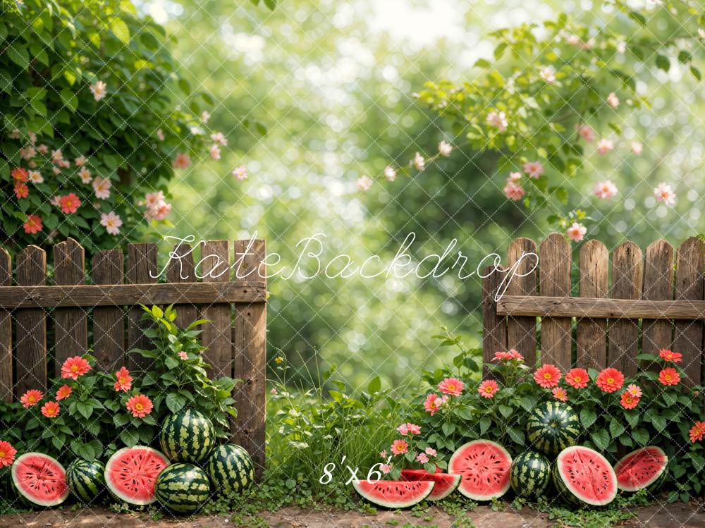 Lightning Deals-1 Kate Summer Watermelon Fence Backdrop Designed by Emetselch