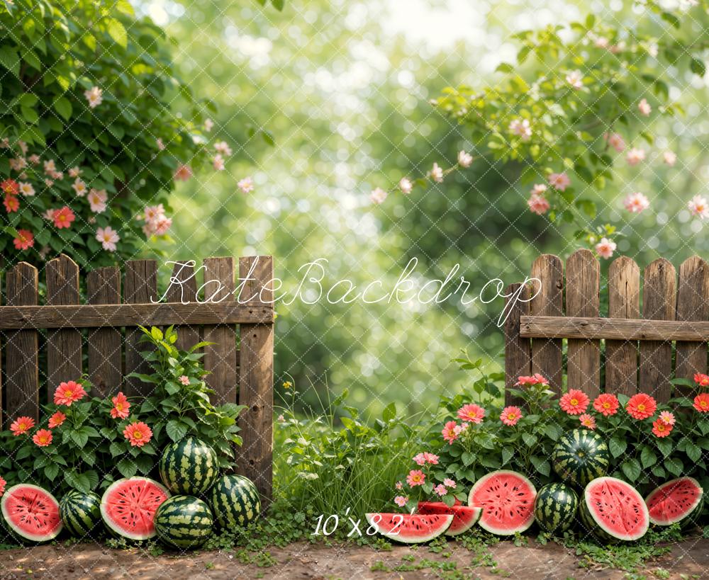 Lightning Deals-1 Kate Summer Watermelon Fence Backdrop Designed by Emetselch