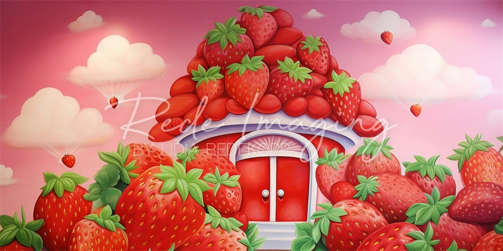 Kate Cartoon Spring Strawberry House Backdrop Designed by Lidia Redekopp