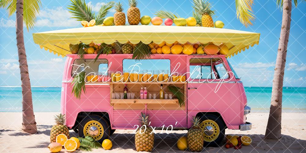 Kate Summer Backdrop Fantasy Doll Sea Beach Pink Car Fruit Store for Photography