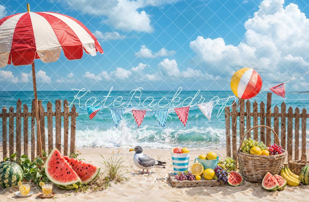 Kate Summer Sea Beach Fruit Backdrop Designed by Emetselch