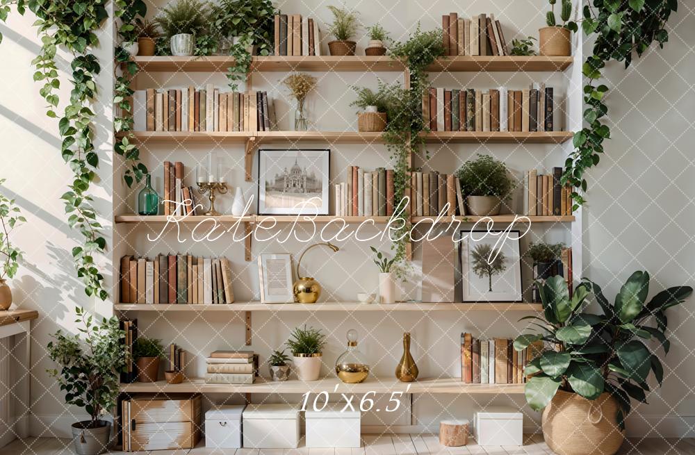 Kate Spring Green Plant Bookshelf Backdrop Designed by Emetselch