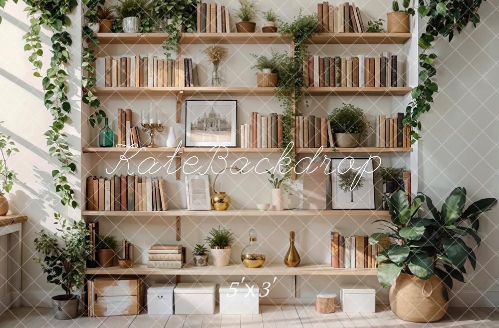 Kate Spring Green Plant Bookshelf Backdrop Designed by Emetselch