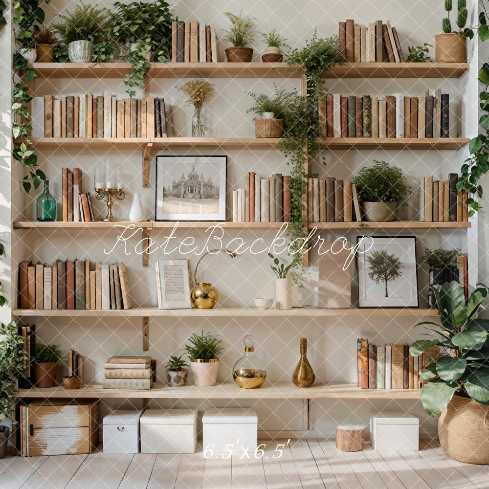 Kate Spring Green Plant Bookshelf Backdrop Designed by Emetselch