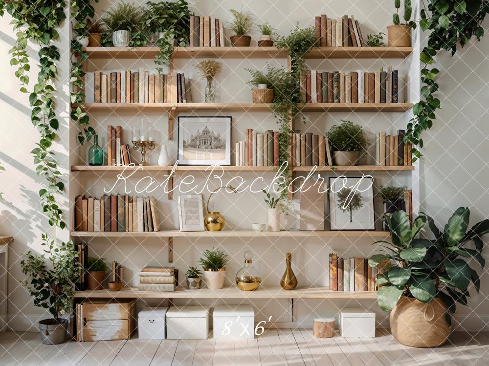 Kate Spring Green Plant Bookshelf Backdrop Designed by Emetselch