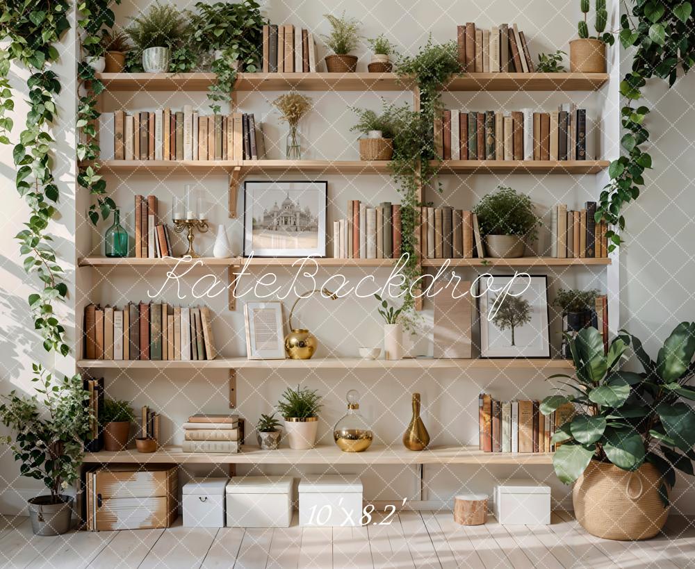 Kate Spring Green Plant Bookshelf Backdrop Designed by Emetselch