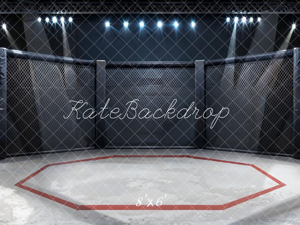 Kate Modern Black and White Iron Mesh Wrestling Arena Backdrop Designed by Chain Photography