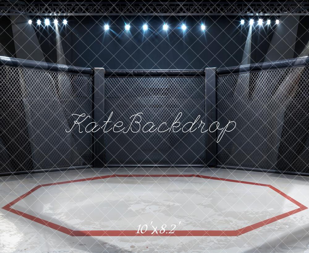 Kate Modern Black and White Iron Mesh Wrestling Arena Backdrop Designed by Chain Photography