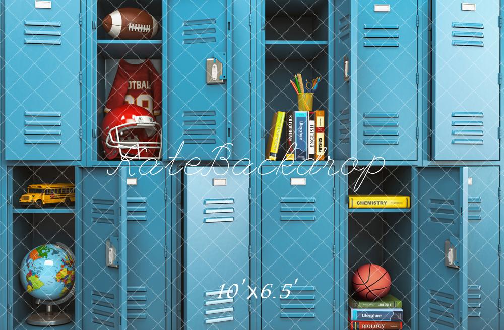 Kate Back to School Blue Locker Backdrop Designed by Emetselch