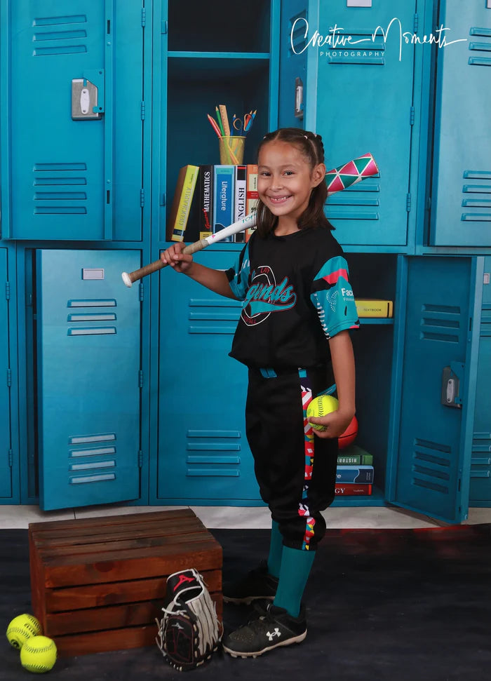 Kate Back to School Blue Locker Backdrop Designed by Emetselch