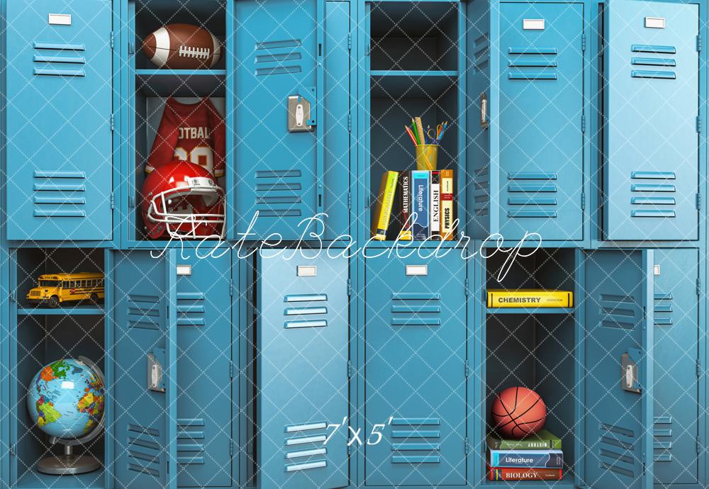 Kate Back to School Blue Locker Backdrop Designed by Emetselch