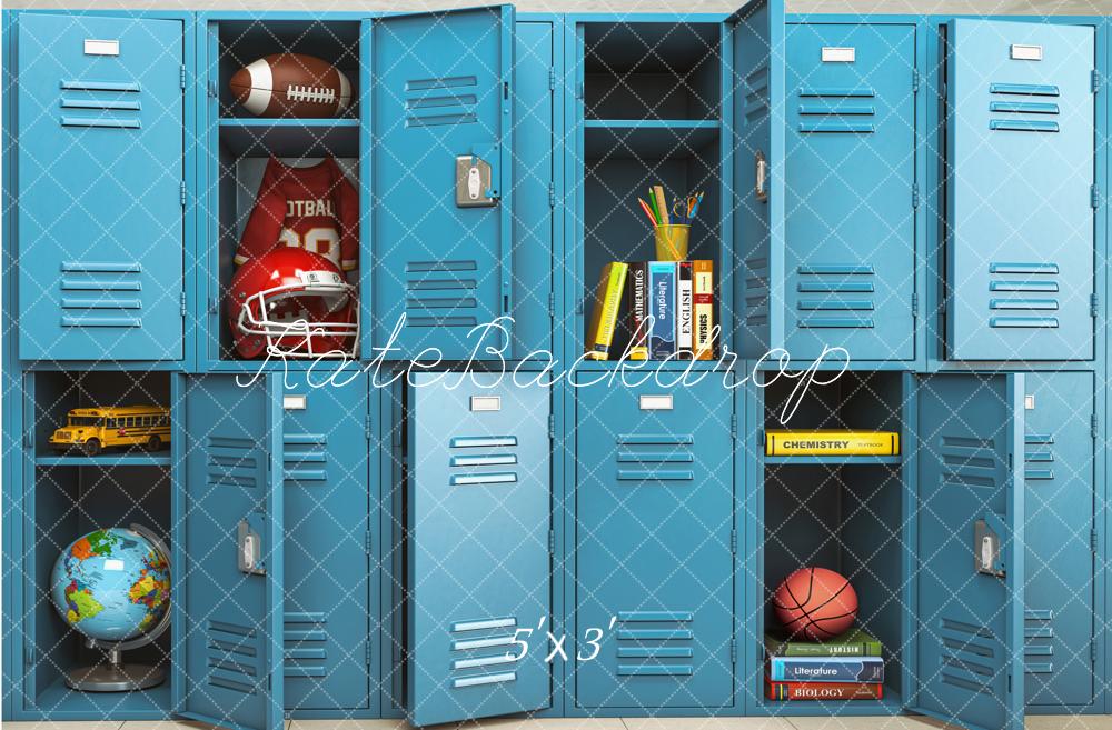 Kate Back to School Blue Locker Backdrop Designed by Emetselch