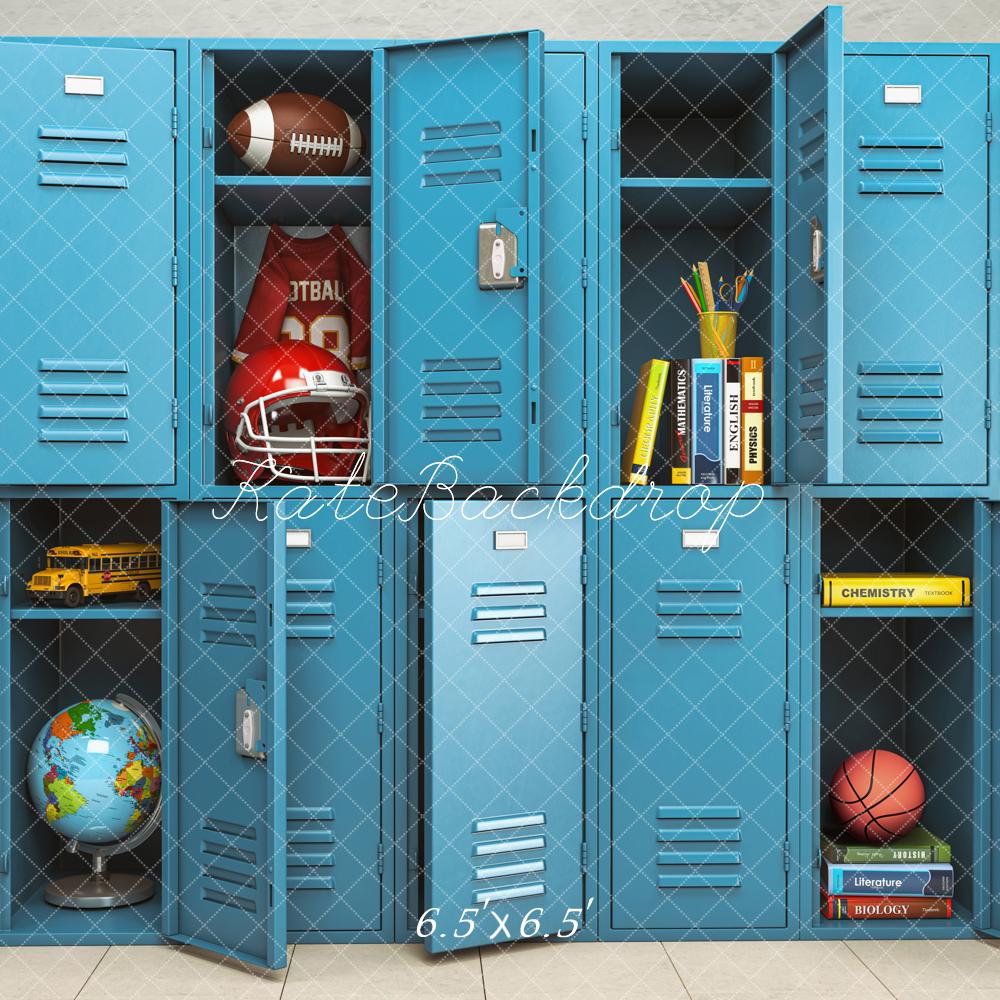 Kate Back to School Blue Locker Backdrop Designed by Emetselch