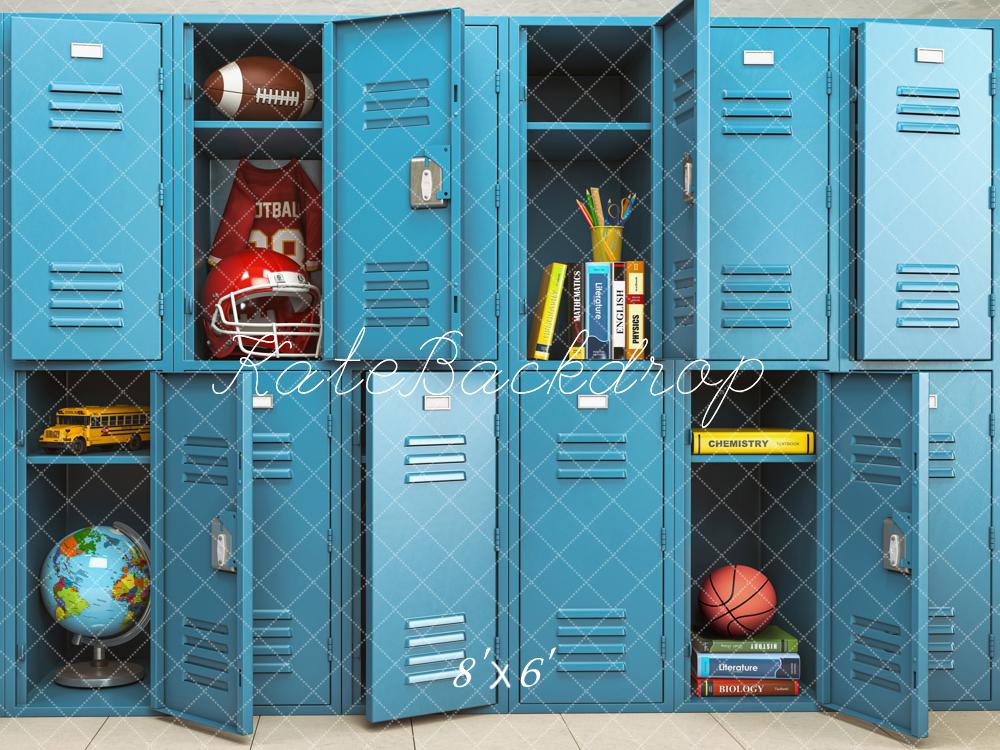 Kate Back to School Blue Locker Backdrop Designed by Emetselch