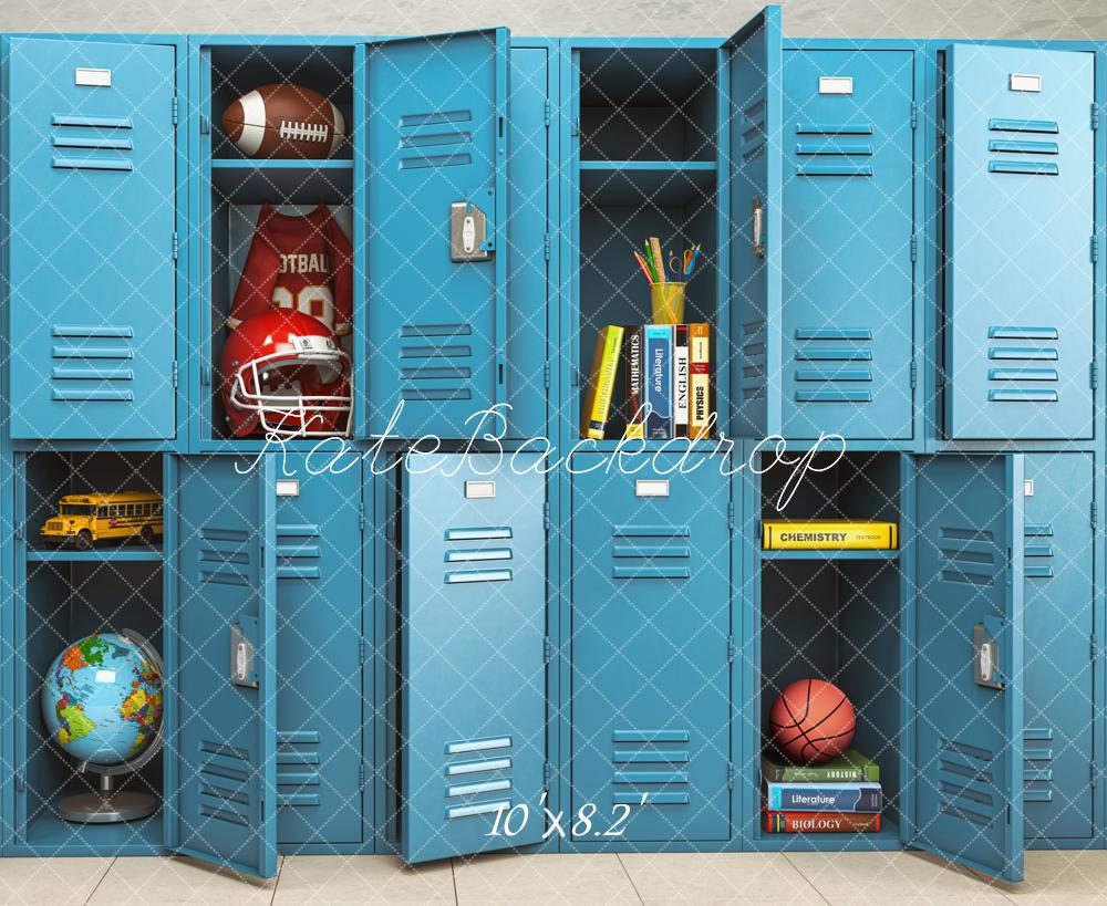 Kate Back to School Blue Locker Backdrop Designed by Emetselch