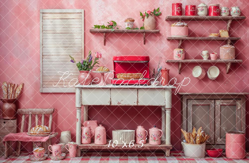 Kate Fantasy Doll Pink Kitchen Backdrop Designed by Chain Photography