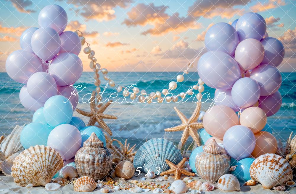 Kate Summer Sea Beach Balloon Mermaid Backdrop Designed by Chain Photography