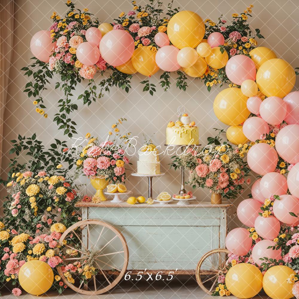 Kate Summer Birthday Backdrop Cake Smash Flower Balloon Designed by Emetselch