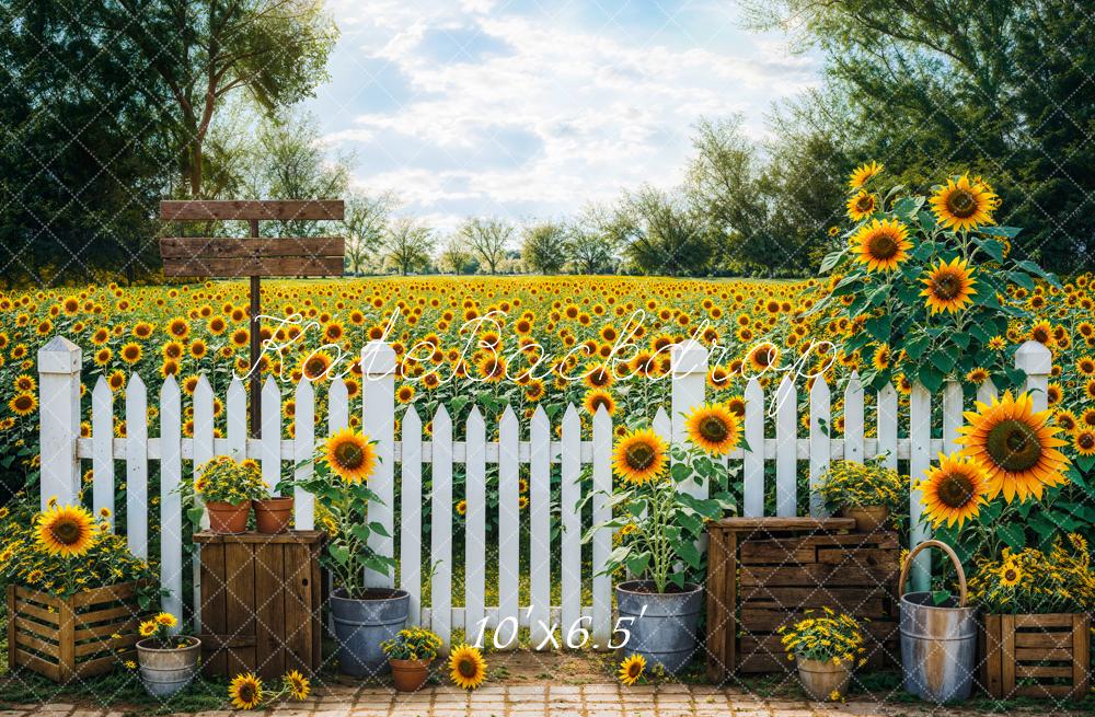 Kate Fence Sunflowers Backdrop Designed by Emetselch