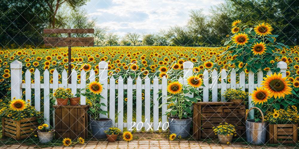 Kate Fence Sunflowers Backdrop Designed by Emetselch