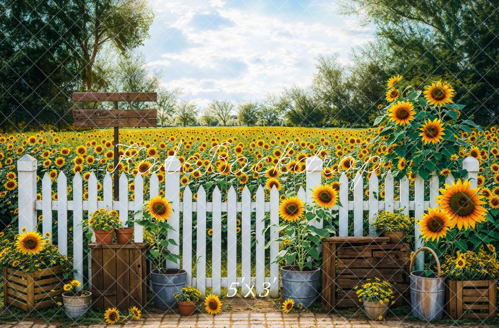 Kate Fence Sunflowers Backdrop Designed by Emetselch