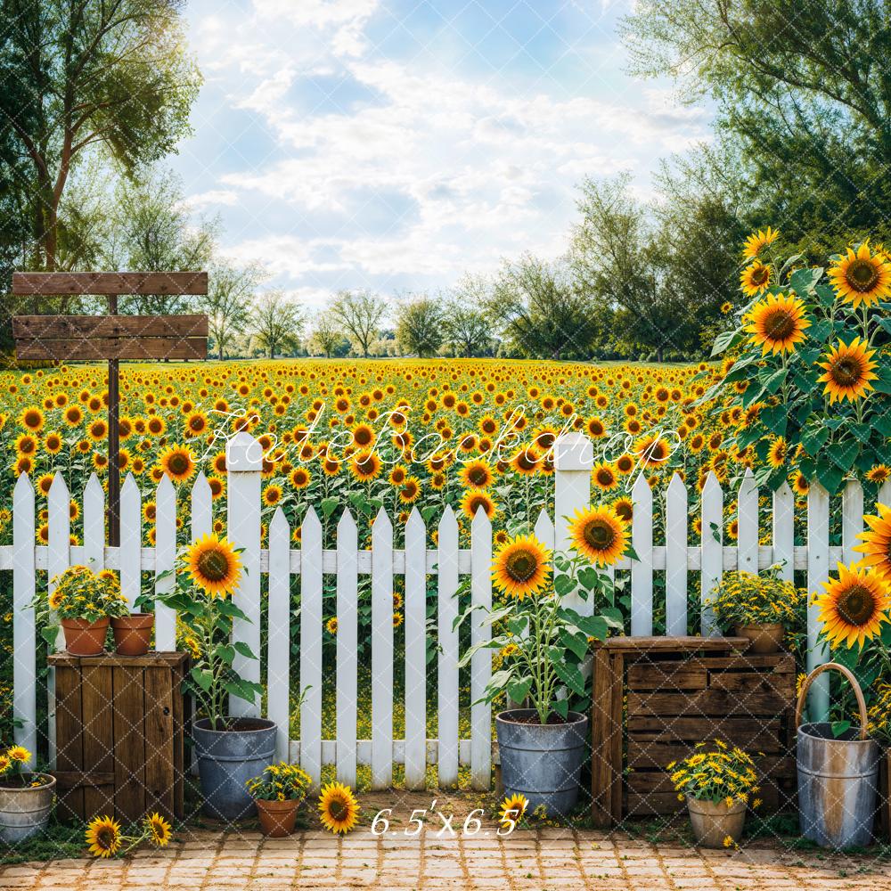 Kate Fence Sunflowers Backdrop Designed by Emetselch