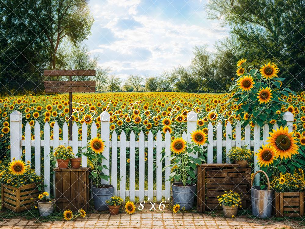 Kate Fence Sunflowers Backdrop Designed by Emetselch