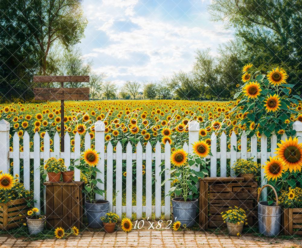 Kate Fence Sunflowers Backdrop Designed by Emetselch