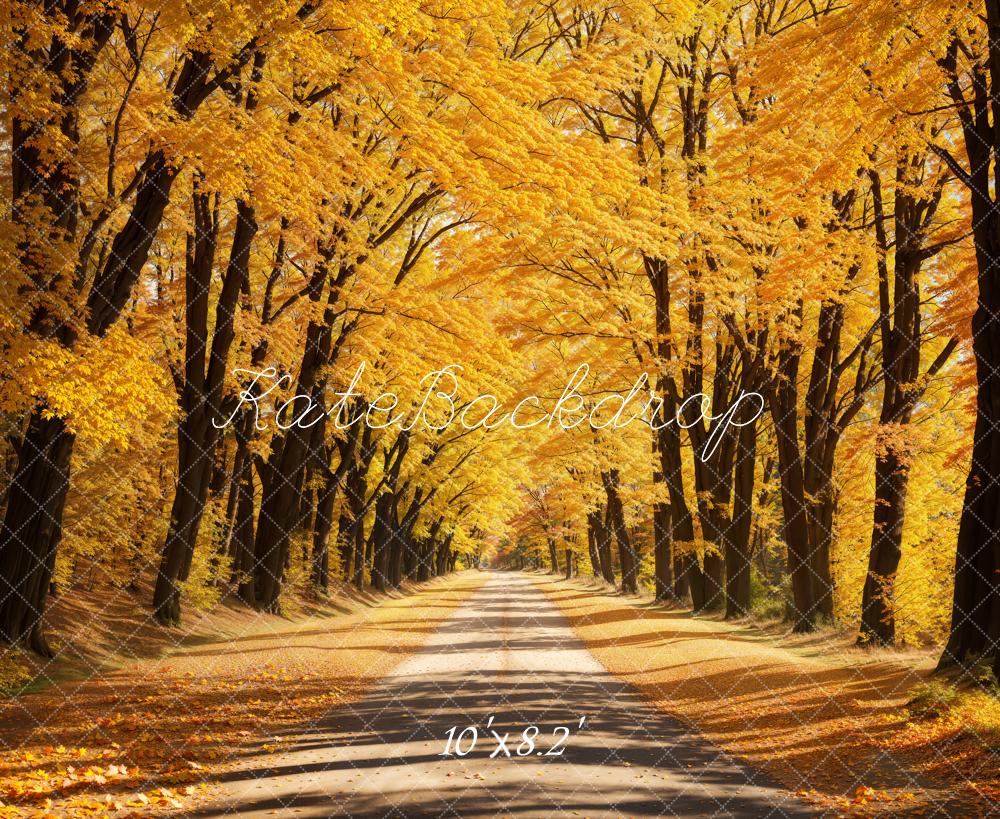 Kate Yellow Autumn Deciduous Forest Backdrop Designed by Emetselch