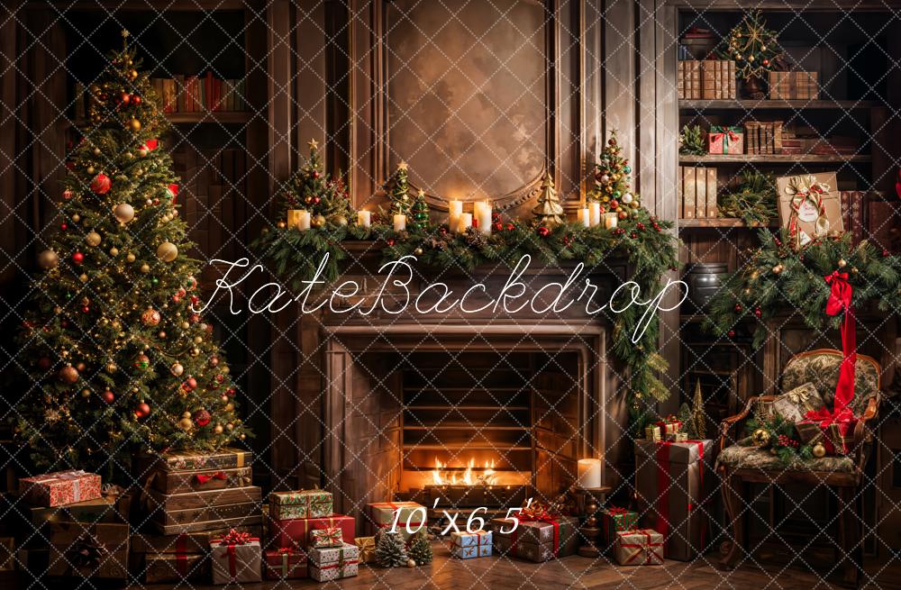 Kate Christmas Tree Fireplace Gift Backdrop