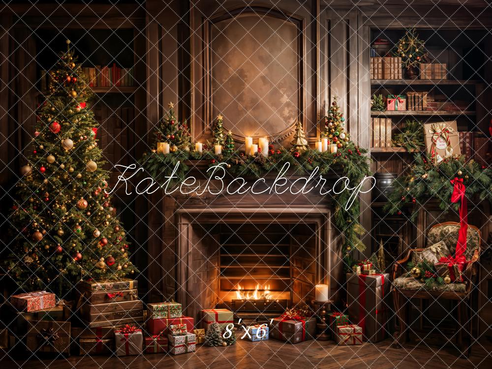 Kate Christmas Tree Fireplace Gift Backdrop