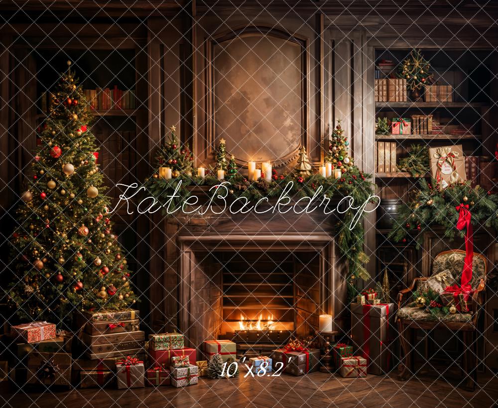 Kate Christmas Tree Fireplace Gift Backdrop