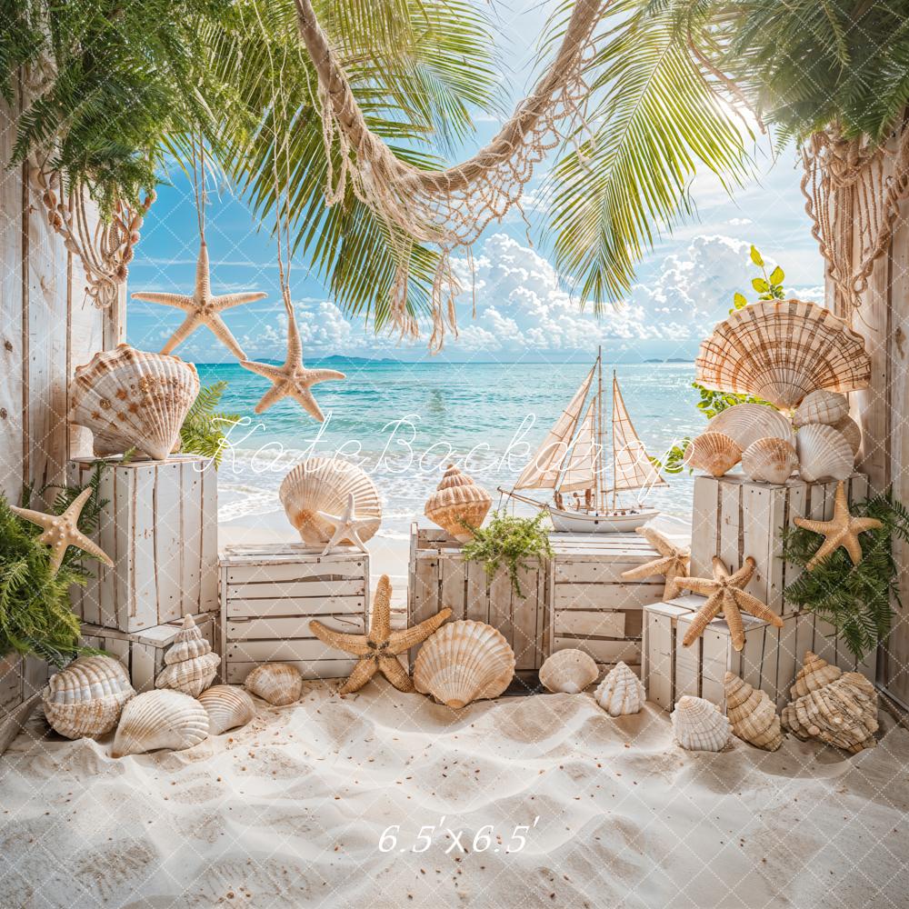 Kate Summer Beach Seashells Backdrop Designed by Emetselch