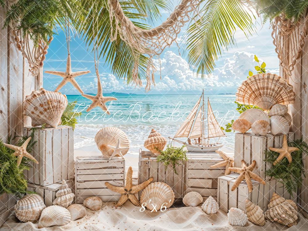 Kate Summer Beach Seashells Backdrop Designed by Emetselch