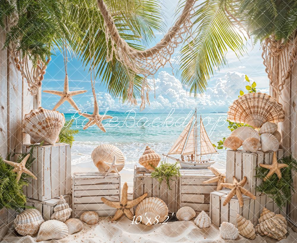 Kate Summer Beach Seashells Backdrop Designed by Emetselch